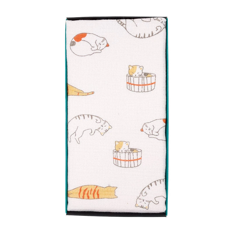 Japanese Tenugui Towel Neko 2 Japanese Tenugui Towel Neko - Image 2