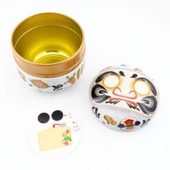Metal Tea Box - White Daruma -Nippon Life Market 25 min