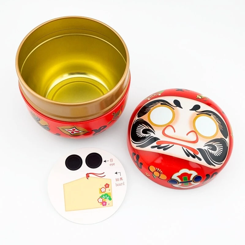 Metal Tea Box - Red Daruma 4 Metal Tea Box - Red Daruma - Image 4