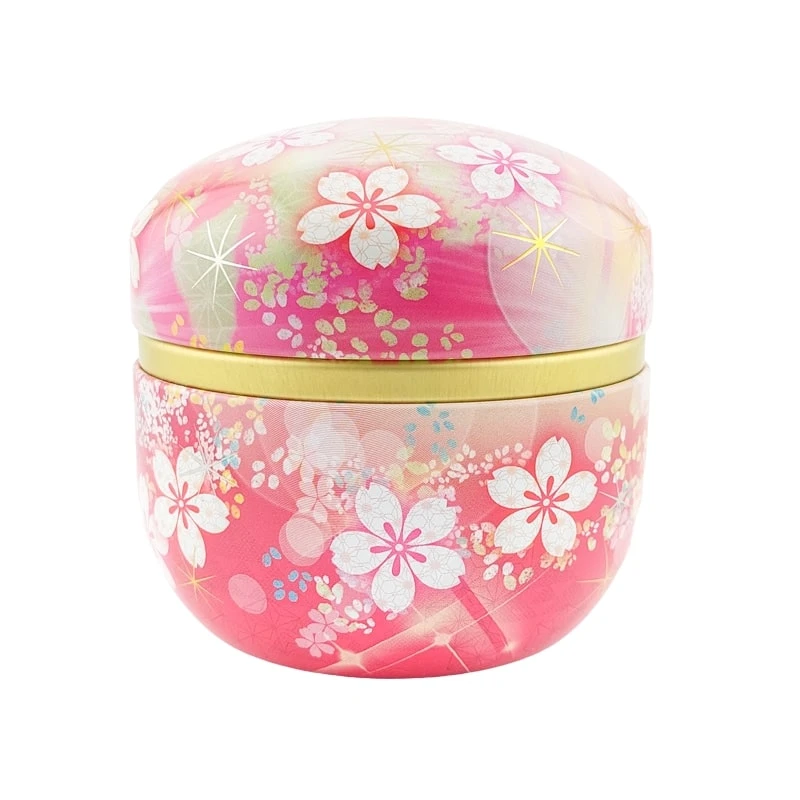 Pink Flowered Metal Tea Caddy 1 Pink Flowered Metal Tea Caddy