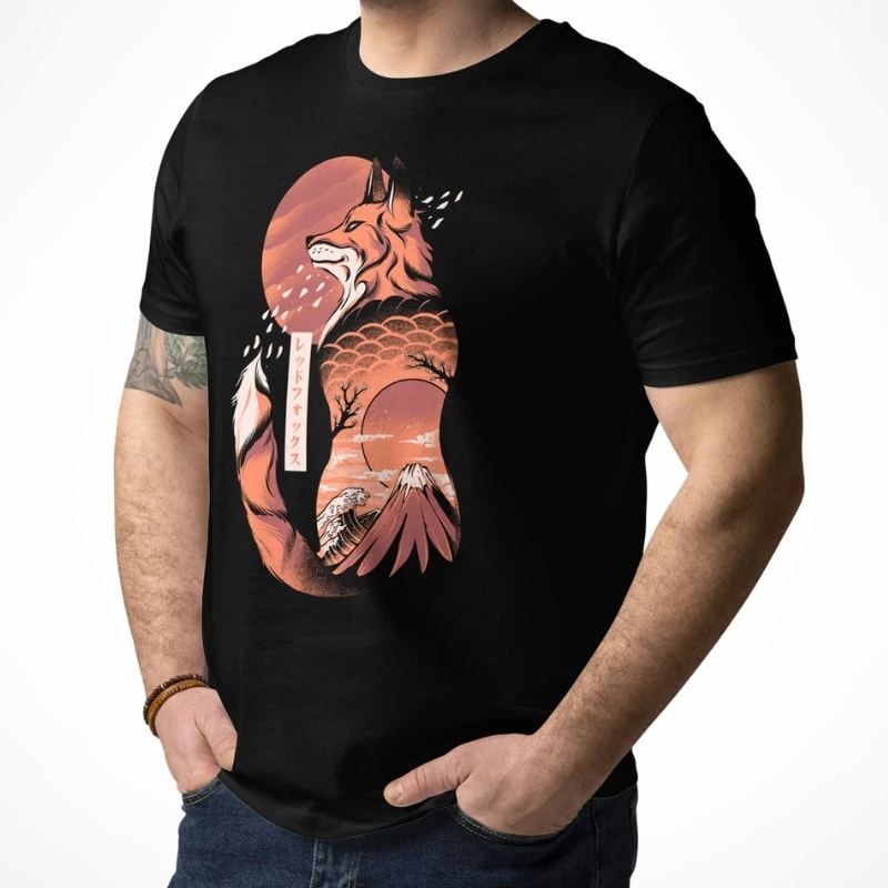 Japanese Style T-Shirt - Fox 3 Japanese Style T-Shirt - Fox - Image 3