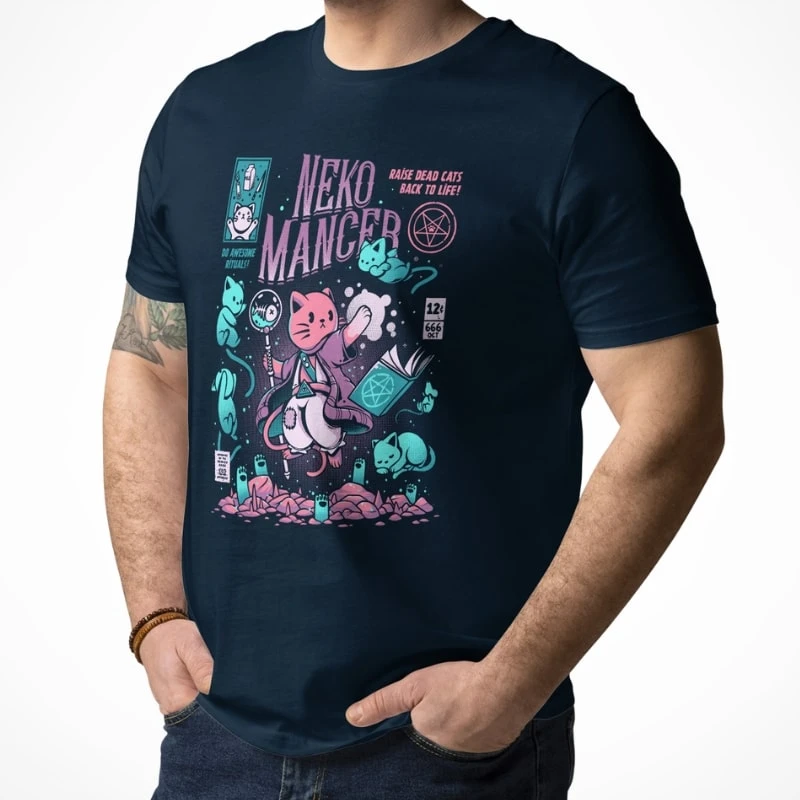 Japanese Graphic T-Shirt - Nekomancer 3 Japanese Graphic T-Shirt - Nekomancer - Image 3