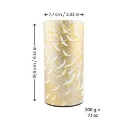 Washi Tea Canister - Golden Crane -Nippon Life Market BoiteaTheJaponaiseWashiGrueDoree min