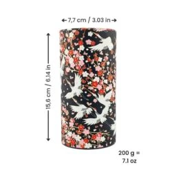 Washi Tea Canister - Hana Tsuru -Nippon Life Market BoiteaTheJaponaiseWashiHanaTsuru min