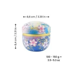 Blue Flowered Metal Tea Caddy 15 Blue Flowered Metal Tea Caddy -Nippon Life Market BoiteaTheMetalFleuriebleu min