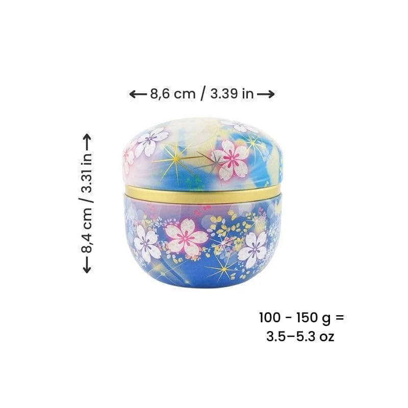 Blue Flowered Metal Tea Caddy 8 Blue Flowered Metal Tea Caddy - Image 8