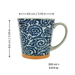 Japanese Mug - Karakusa Blue -Nippon Life Market MugJaponaisKarakusaBleu min