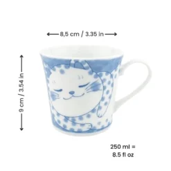 Japanese Mug - Cat & Dots -Nippon Life Market TasseJaponaiseChataPois min