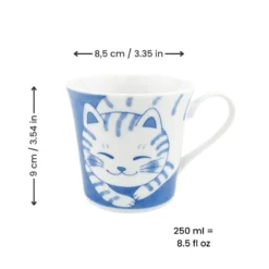 Japanese Mug - Neko Blue -Nippon Life Market TasseJaponaiseNekoBleu min