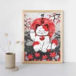 Lucky Cat Poster -Nippon Life Market affiche japonaise chat porte bonheur a3 528