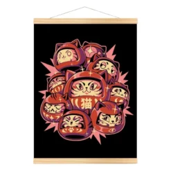 Japanese Poster - Daruma Cat -Nippon Life Market affiche japonaise daruma cat a3 198