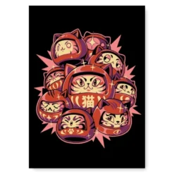 Japanese Poster - Daruma Cat