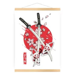 Kitsune Poster - Katana -Nippon Life Market affiche japonaise kitsune katana a3 715
