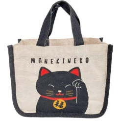 Black Maneki Neko Lunch Bag