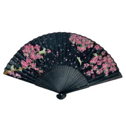 Black Sakura Japanese Fan