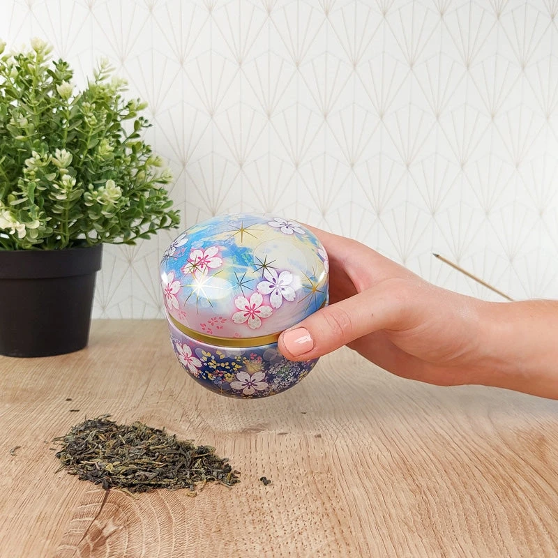 Blue Flowered Metal Tea Caddy 5 Blue Flowered Metal Tea Caddy - Image 5