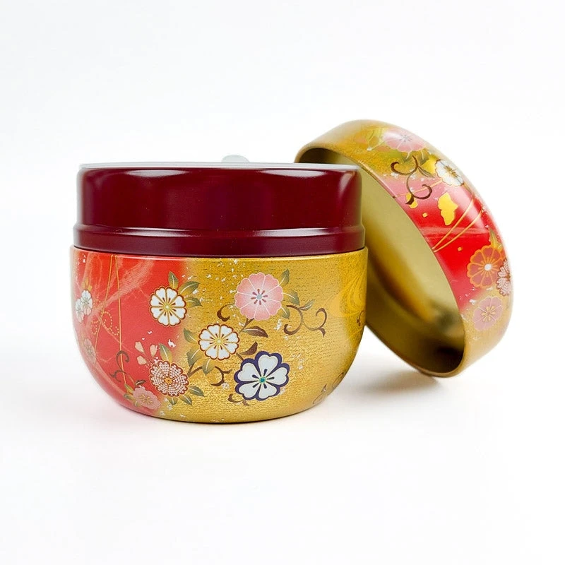 Round Tea Box - Gold & Red 2 Round Tea Box - Gold & Red - Image 2