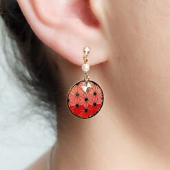 Asanoha Earrings - Red