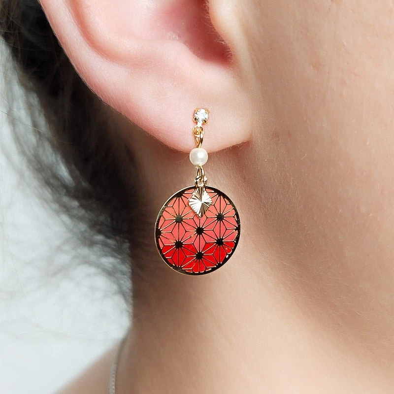 Asanoha Earrings - Red 1 Asanoha Earrings - Red