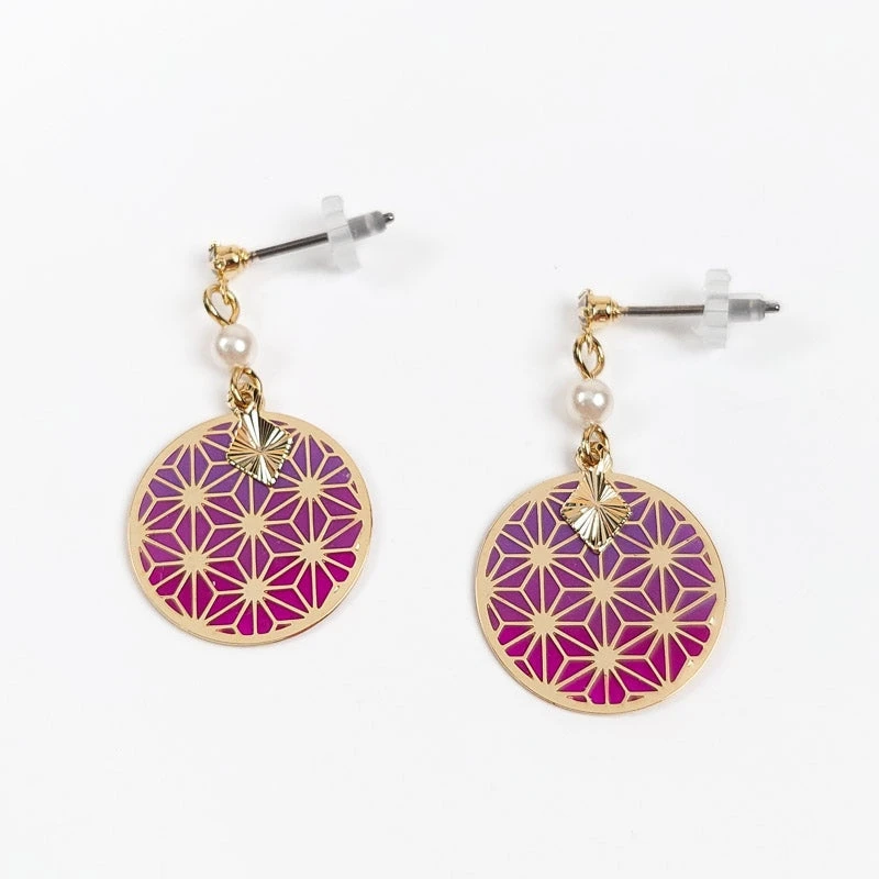 Asanoha Earrings - Purple 2 Asanoha Earrings - Purple - Image 2