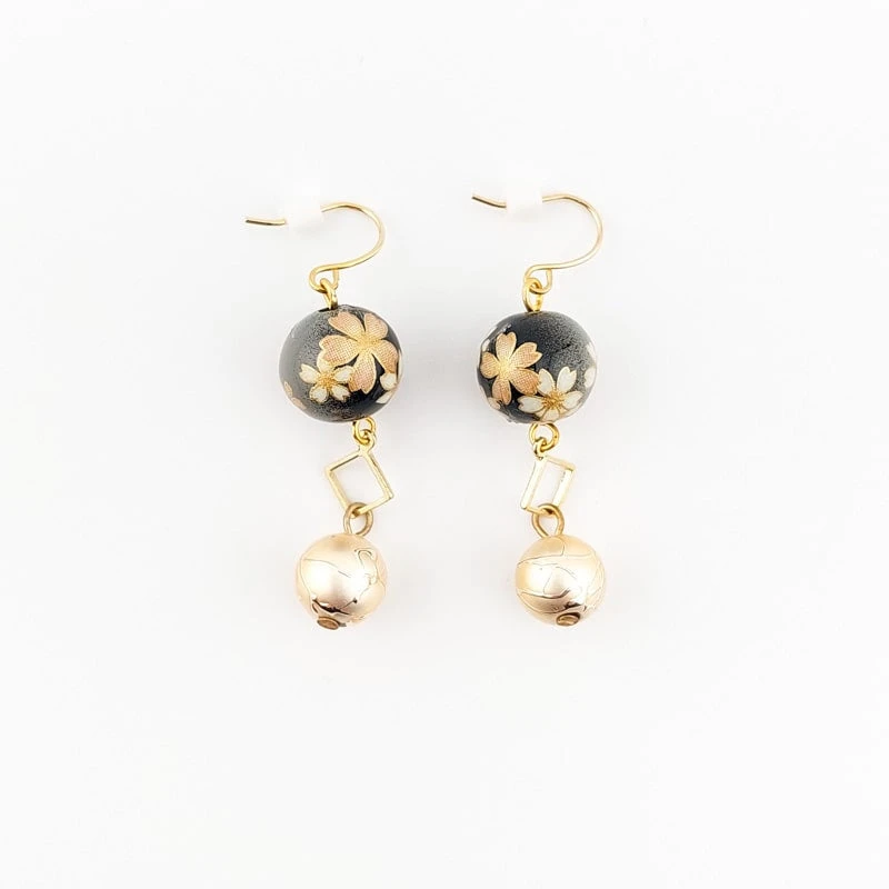 Cherry Blossom Earrings - Black 2 Cherry Blossom Earrings - Black - Image 2