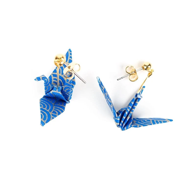 Blue Origami Earrings 2 Blue Origami Earrings - Image 2