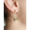 Gold Origami Crane Earrings