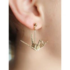 Gold Origami Crane Earrings