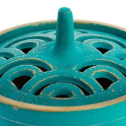 Cast Iron Incense Burner - Iwachu - Turquoise -Nippon Life Market bruleur dencens fonte iwachu turquoise 287