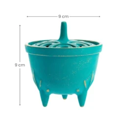 Cast Iron Incense Burner - Iwachu - Turquoise -Nippon Life Market bruleur dencens fonte iwachu turquoise 925