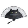 Cat Face Japanese Fan - Black
