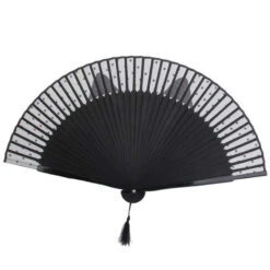 Cat Face Japanese Fan - Black -Nippon Life Market cat face japanese fan black 481