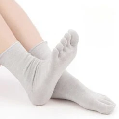 Five-Toe Socks - Natural Fiber -Nippon Life Market chaussettes japonaises 5 doigts fibres naturelles eu 35 38 gris 651