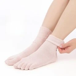 Five-Toe Socks - Natural Fiber -Nippon Life Market chaussettes japonaises 5 doigts fibres naturelles eu 35 38 rose 936