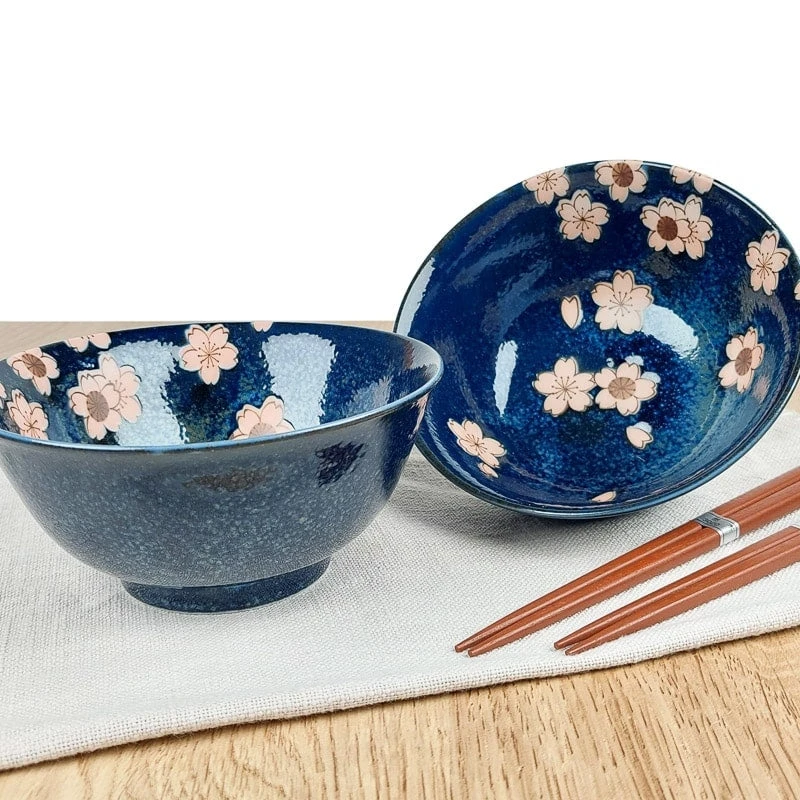 Set Of 2 Japanese Bowls - Sakura 1 Set Of 2 Japanese Bowls - Sakura