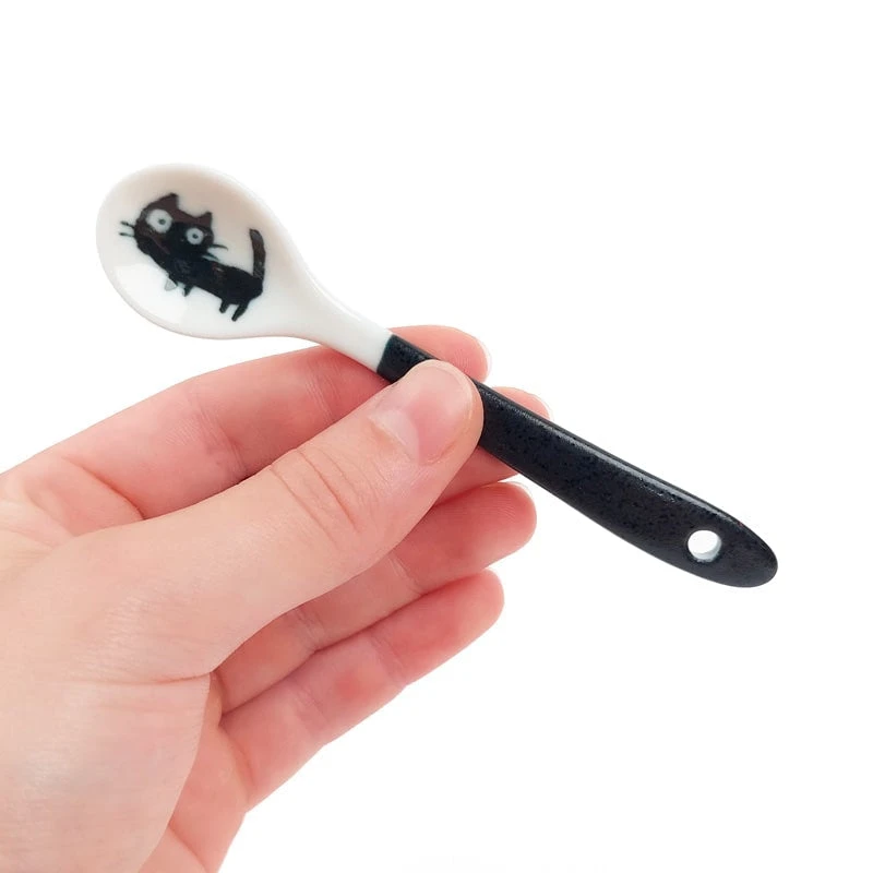 Cat Coffee Spoon - Black 2 Cat Coffee Spoon - Black - Image 2