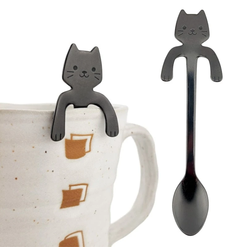 Japanese Tea Spoon - Black Cat 1 Japanese Tea Spoon - Black Cat