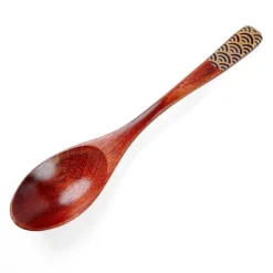 Japanese Wooden Spoon - Seigaiha Blue