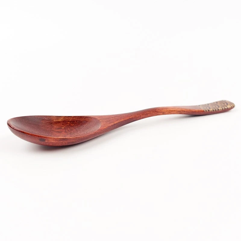 Japanese Wooden Spoon - Seigaiha Blue 4 Japanese Wooden Spoon - Seigaiha Blue - Image 4