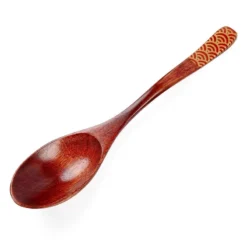 Japanese Wood Spoon - Seigaiha Red