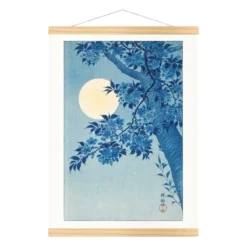 Japanese Print - Cherry Blossom & Full Moon -Nippon Life Market estampe japonaise cerisier pleine lune a3 205