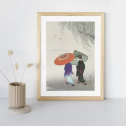 Japanese Woodblock Print - Two Women In The Rain 4 Japanese Woodblock Print - Two Women In The Rain -Nippon Life Market estampe japonaise deux femmes sous la pluie a3 735