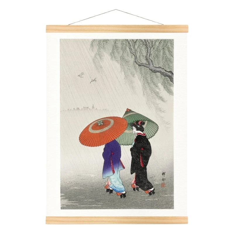Japanese Woodblock Print - Two Women In The Rain 3 Japanese Woodblock Print - Two Women In The Rain - Image 3