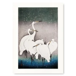 Japanese Block Print - Group Of Egrets