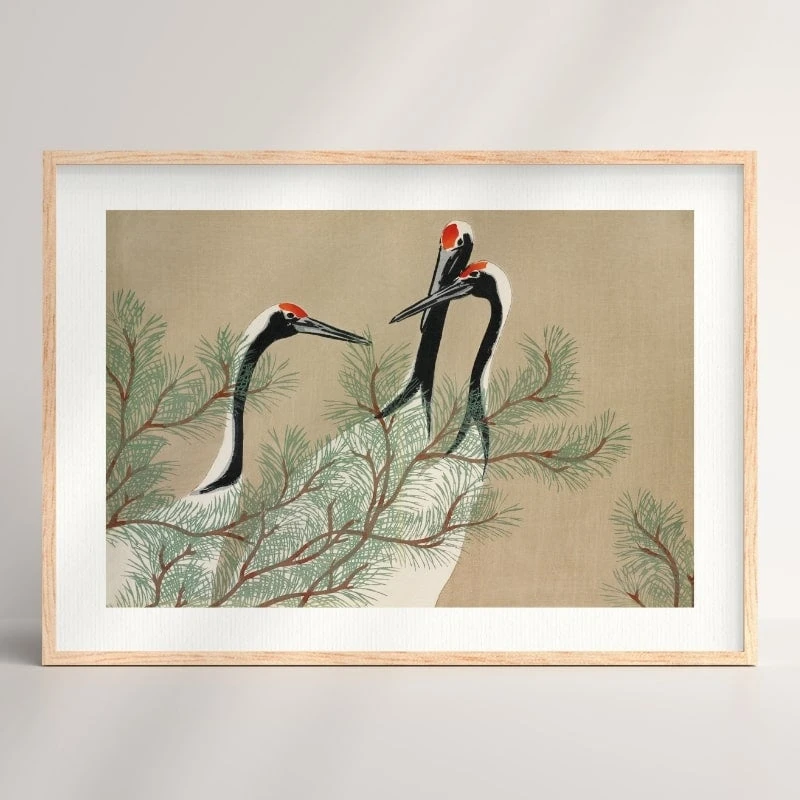 Japanese Woodblock Print - Kamisaka Cranes 2 Japanese Woodblock Print - Kamisaka Cranes - Image 2