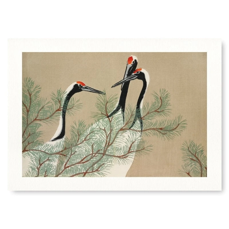Japanese Woodblock Print - Kamisaka Cranes 1 Japanese Woodblock Print - Kamisaka Cranes