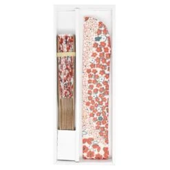 Japanese Fan & Pouch – Red Flowers -Nippon Life Market eventails japonais pochette fleurs rouges 386