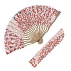 Japanese Fan & Pouch – Red Flowers