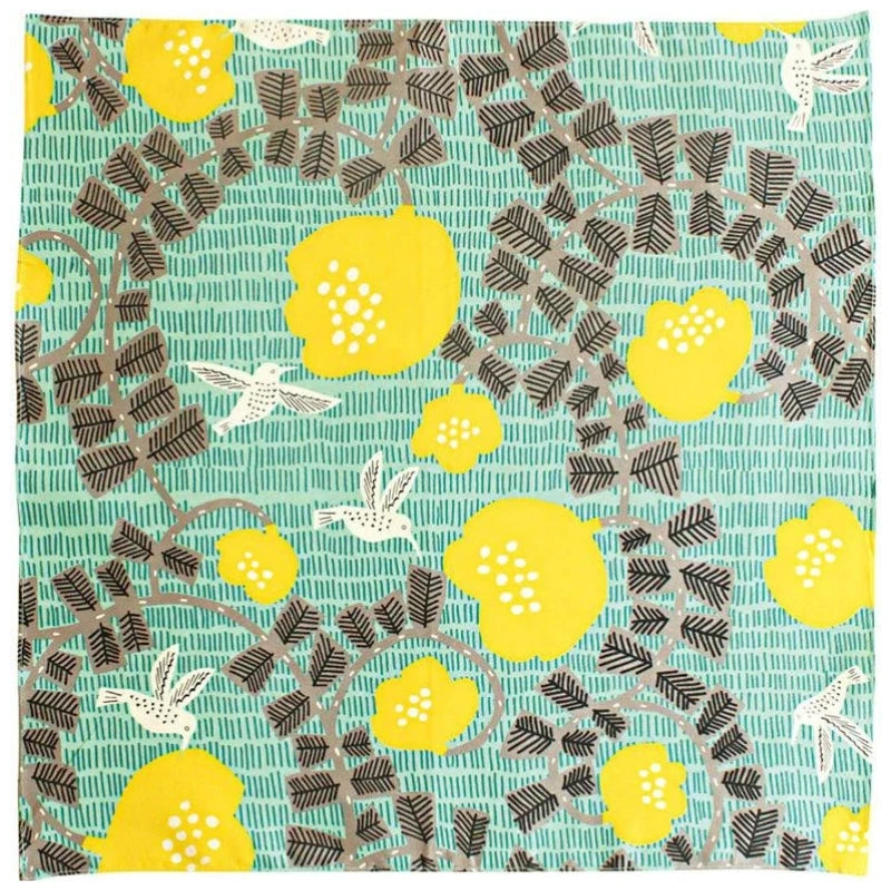 Furoshiki - Green Hummingbirds - 27.5x27.5 In 1 Furoshiki - Green Hummingbirds - 27.5x27.5 In