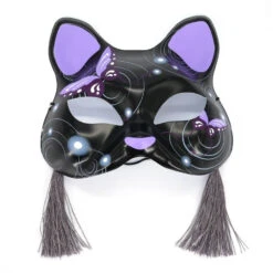 Japanese Cat Mask - Black And Purple